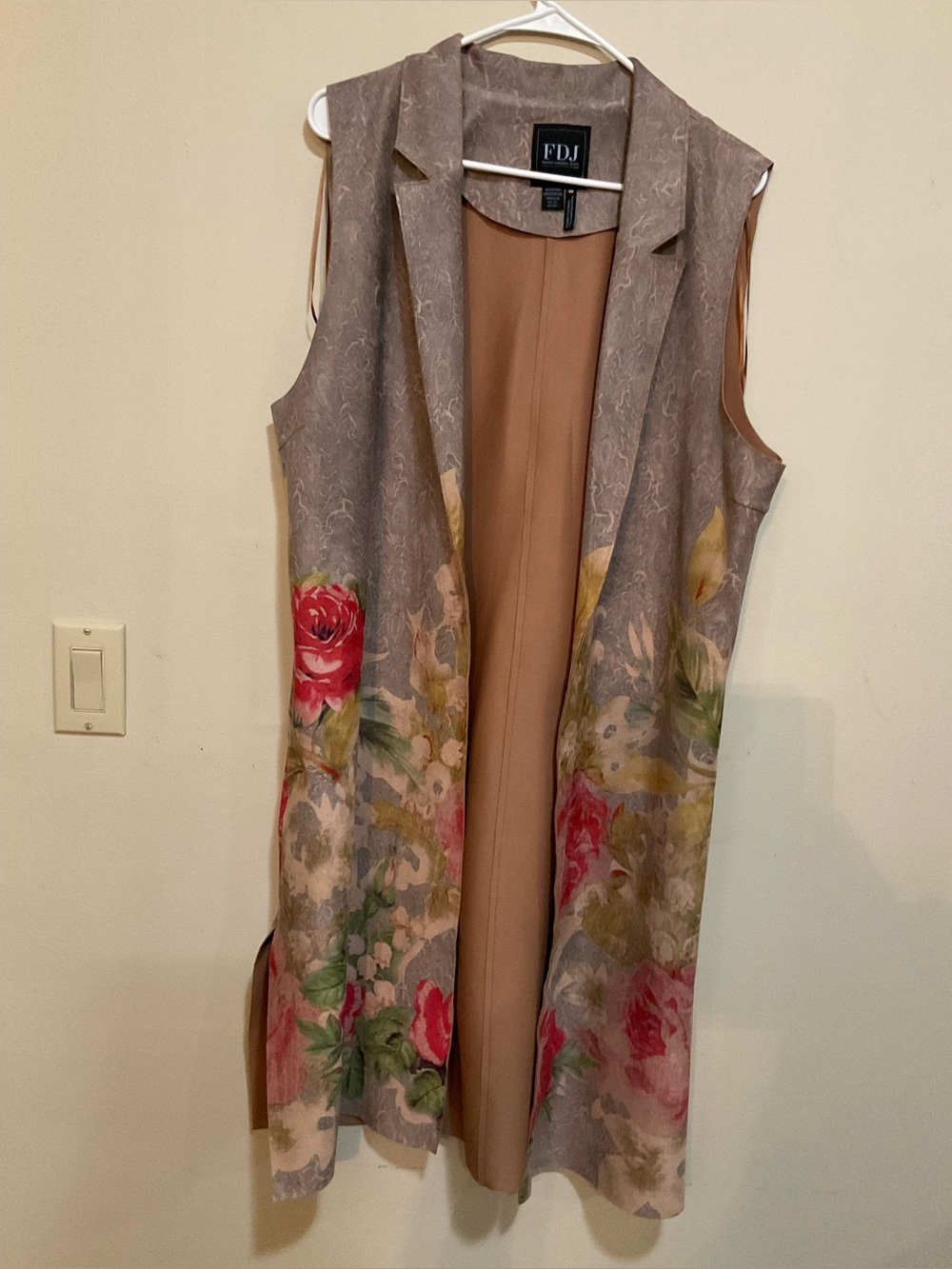 FDJ (French Dressing Jeans) Faux Suede Floral Print Long Vest